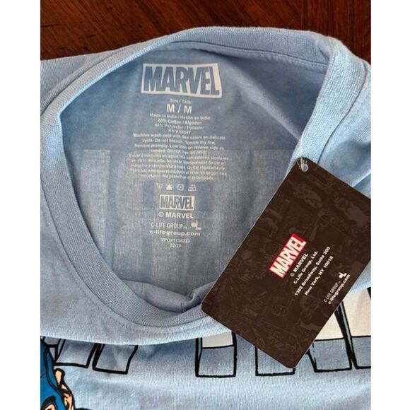 Marvel Captain America Graphic T-Shirt Blue Men’s Medium NWT Superhero Tee - Picture 2 of 10